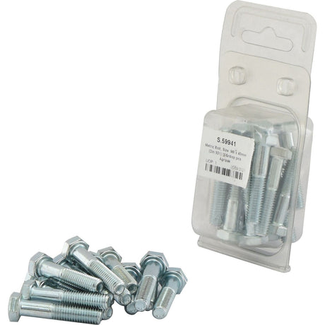 A pack of fifteen Agripak Metric Bolts, M8x40mm (DIN 931), by Sparex, with some loose and some still in their clear plastic packaging. These zinc-plated hex bolts offer durability and reliability for your projects.