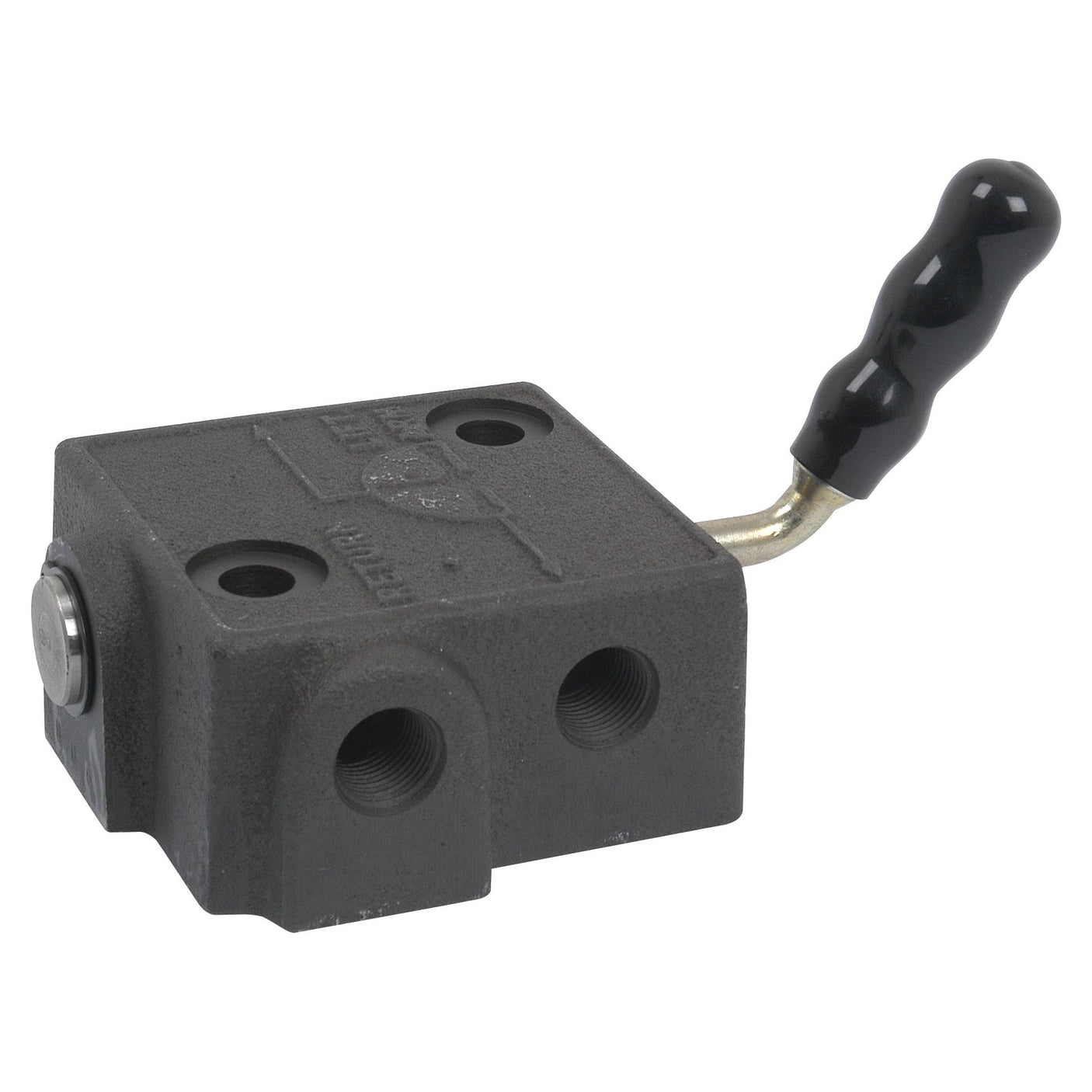 The Sparex Top Cover Mounted Diverter Valve (Part No.S.60032) features a black ridged handle, two input/output ports, and is compatible with the Challenger MT434.