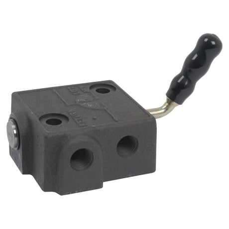 The Sparex Top Cover Mounted Diverter Valve (Part No.S.60032) features a black ridged handle, two input/output ports, and is compatible with the Challenger MT434.