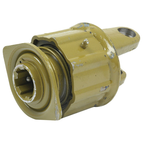 A close-up of a yellow PTO Over-Running Clutch (U/J Size: 22 x 54.8mm) from Sparex, showcasing visible metal wear on its cylindrical body, internal gears, and a mounting hole. This model is designed with a 1 3/8''-6 spline and corresponds to the German Series AW10/W2100.