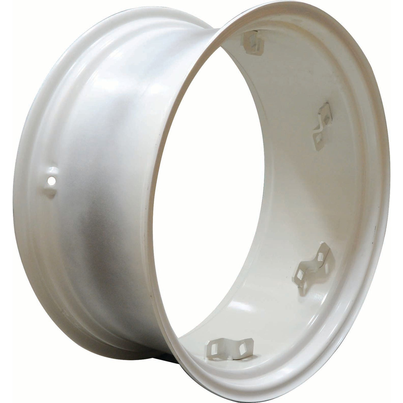 A white, circular metal wheel rim from Sparex, identified as the Wheel Rim S.60114 with a rim size of 13 x 28'', features mounting holes around the inner edge and is perfectly designed to accommodate varying wheel rim sizes.