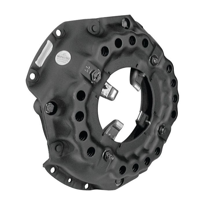 Close-up of a Sparex Clutch Cover Assembly - S.60219, a black automotive clutch pressure plate with multiple bolt holes and spring clips, featuring a cover size of 305mm, used in vehicle transmission systems.