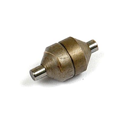 A Sparex Pin (Fits | Sparex Part No. S.60227) is a small metallic cylindrical component that has conical ends and a wider central section, featuring a smooth surface with two protruding rods on either side, reminiscent of the precision found in Landini machinery.