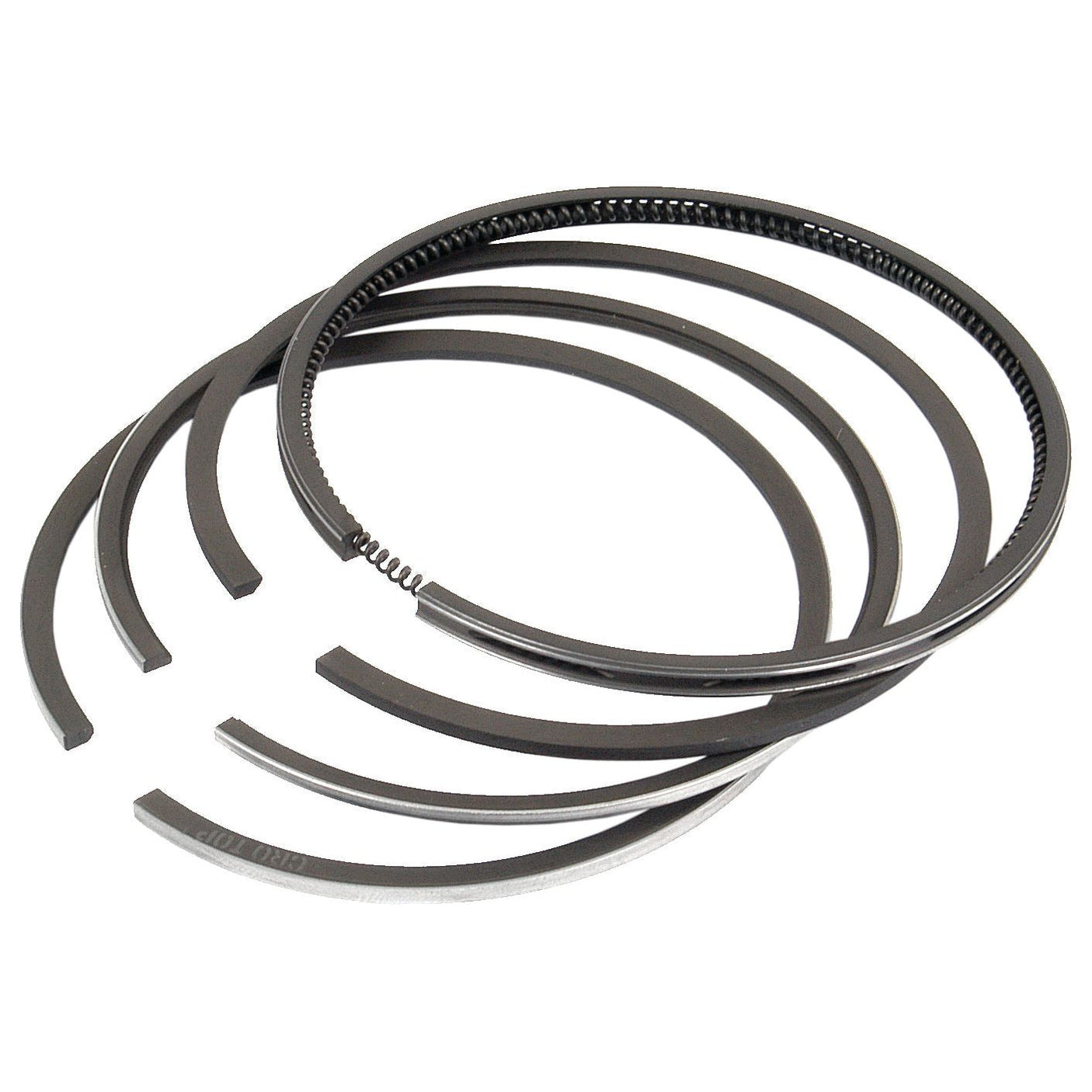 A set of five black piston rings from the Sparex Piston Ring Std. (Part No. S.60296), arranged in a fanned-out position on a white background.