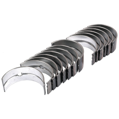 This set of Main Bearings +0.030'' (0.75mm) (Sparex Part No.S.60338) by Sparex features a semi-circular shape and is arranged in two staggered rows, making them suitable for use in Landini or Massey Ferguson machinery applications.