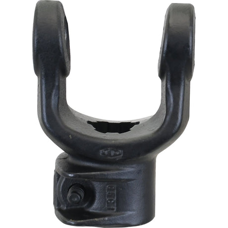 The Sparex PTO Yoke - Quick Release features a black metal U-joint yoke with two arms and a cylindrical base, specifically designed for PTO Series applications. This yoke has a U/J size of 23.8 x 61.2mm and fits a 1 3/8''-6 Spline. (Sparex Part No.S.6038)