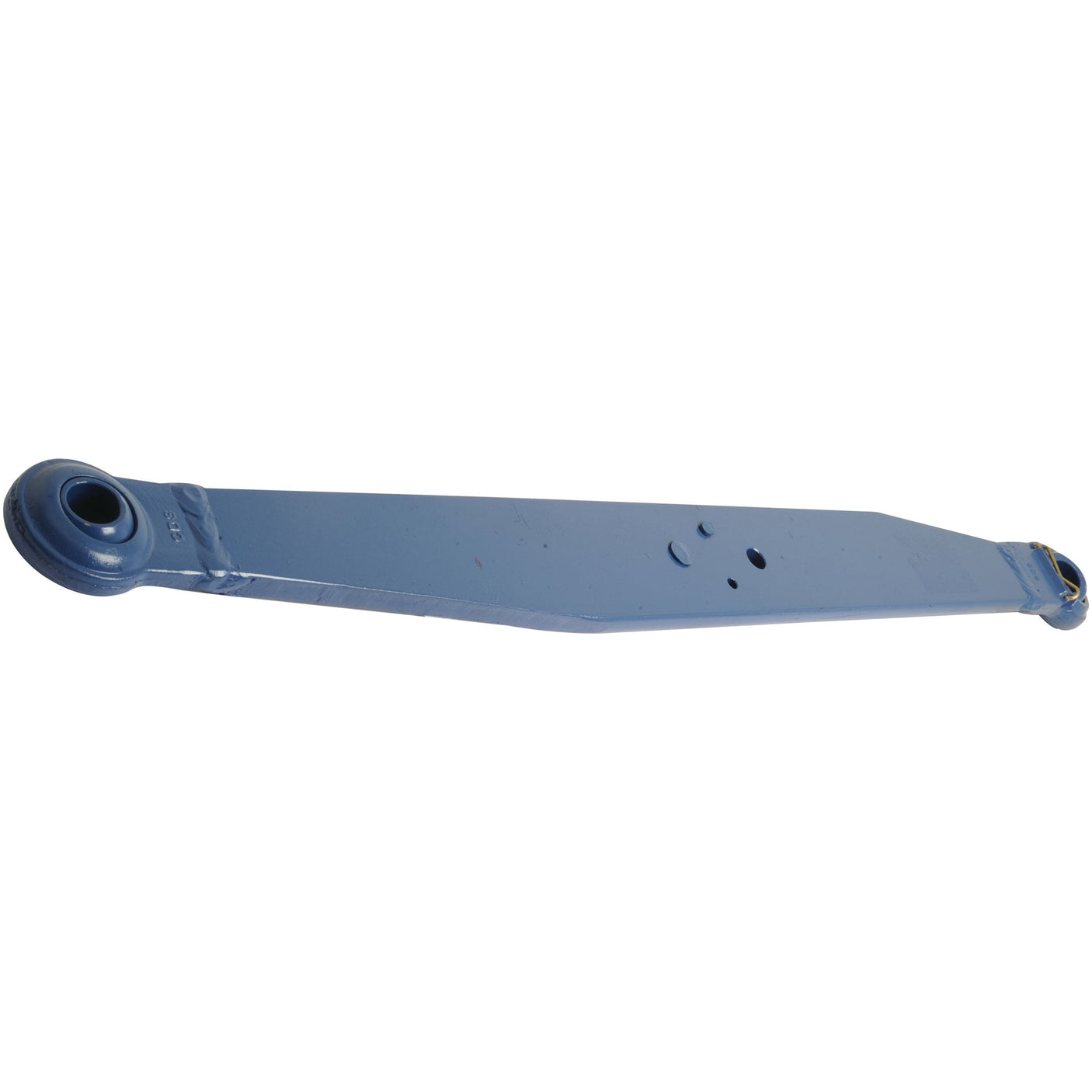 The Sparex Lower Link Lift Arm (Ball Ø 22mm - Ball Ø 28mm - LH), identified as Sparex Part No. S.60433, is a blue metal suspension control arm with holes and bushings on each end, crafted with precision and featuring blue end fittings, compatible with Ford New Holland vehicles.