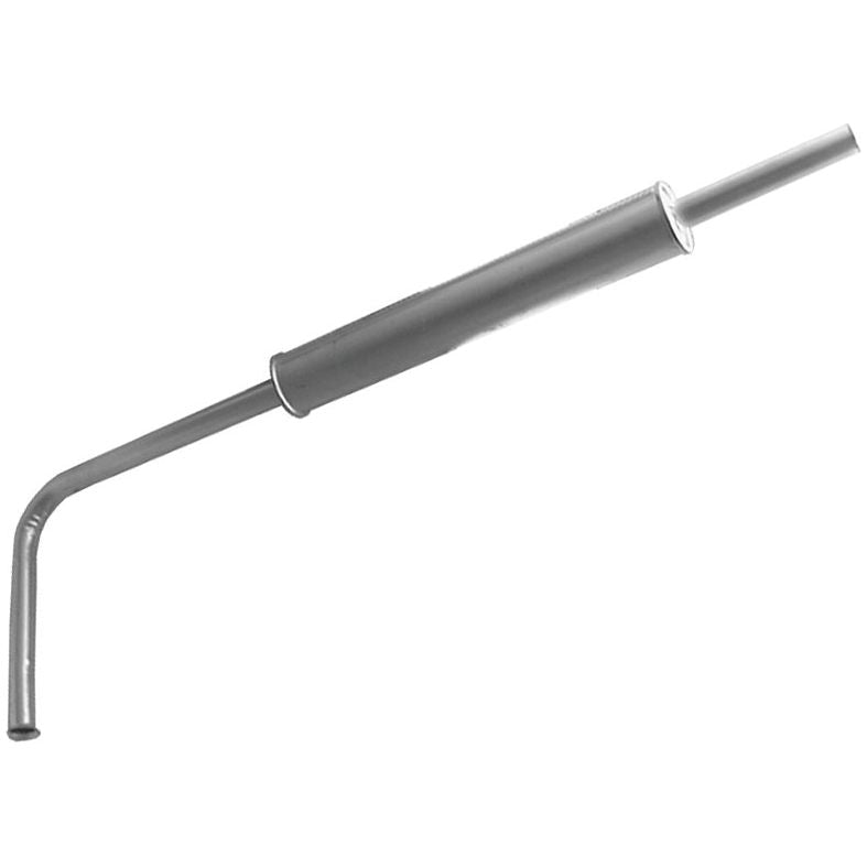 A metallic Silencer Pipe Assembly - Downswept Pipe - S.60445 by Sparex, featuring a bent tailpipe and an aluminium finish.