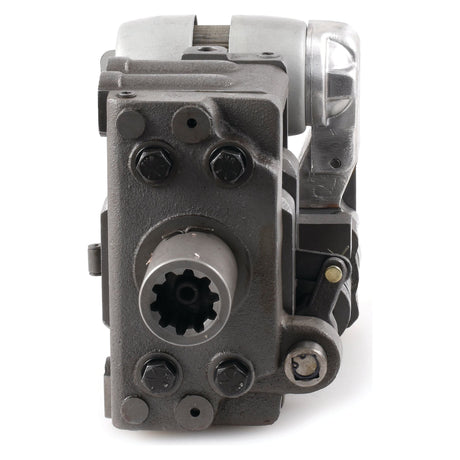 Close-up view of the Hydraulic Pump (Sparex Part No. S.60461) by Sparex, showcasing its hexagon-shaped central opening, gears, bolts, cylindrical components, and features designed for a Massey Ferguson hydraulic pump.