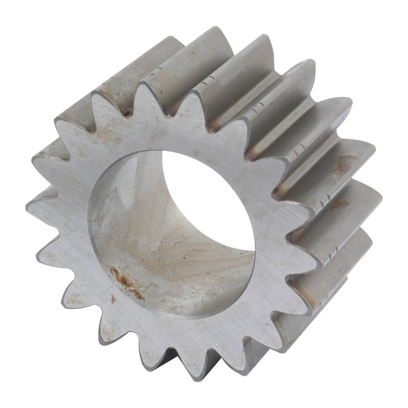 A Sparex Transmission Gear (Part No. S.60513), featuring 16 teeth and a central hole, viewed from an angle to highlight its cylindrical shape and finely machined surface.