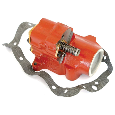 A Sparex Hydraulic Lift Cylinder (Sparex Part No. S.60580), featuring a red industrial valve actuator and a gray gasket, is displayed against a white background, resembling components like those found in Ford New Holland hydraulic lift systems.