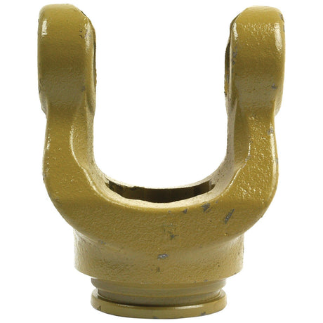 A Sparex PTO Tube Yoke, featuring a yellow Star profile with two prongs and a cylindrical base, designed with Universal Joint dimensions of 35 x 106.5mm.