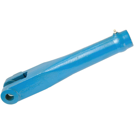 A blue metal arm with a rounded end featuring a fork hole of Ø 25.1mm, and a flat, elongated body with raised text, commonly used in mechanical or industrial applications, is the Levelling Box Fork - 1 1/4 UNC (Sparex Part No. S.60655) from Sparex.