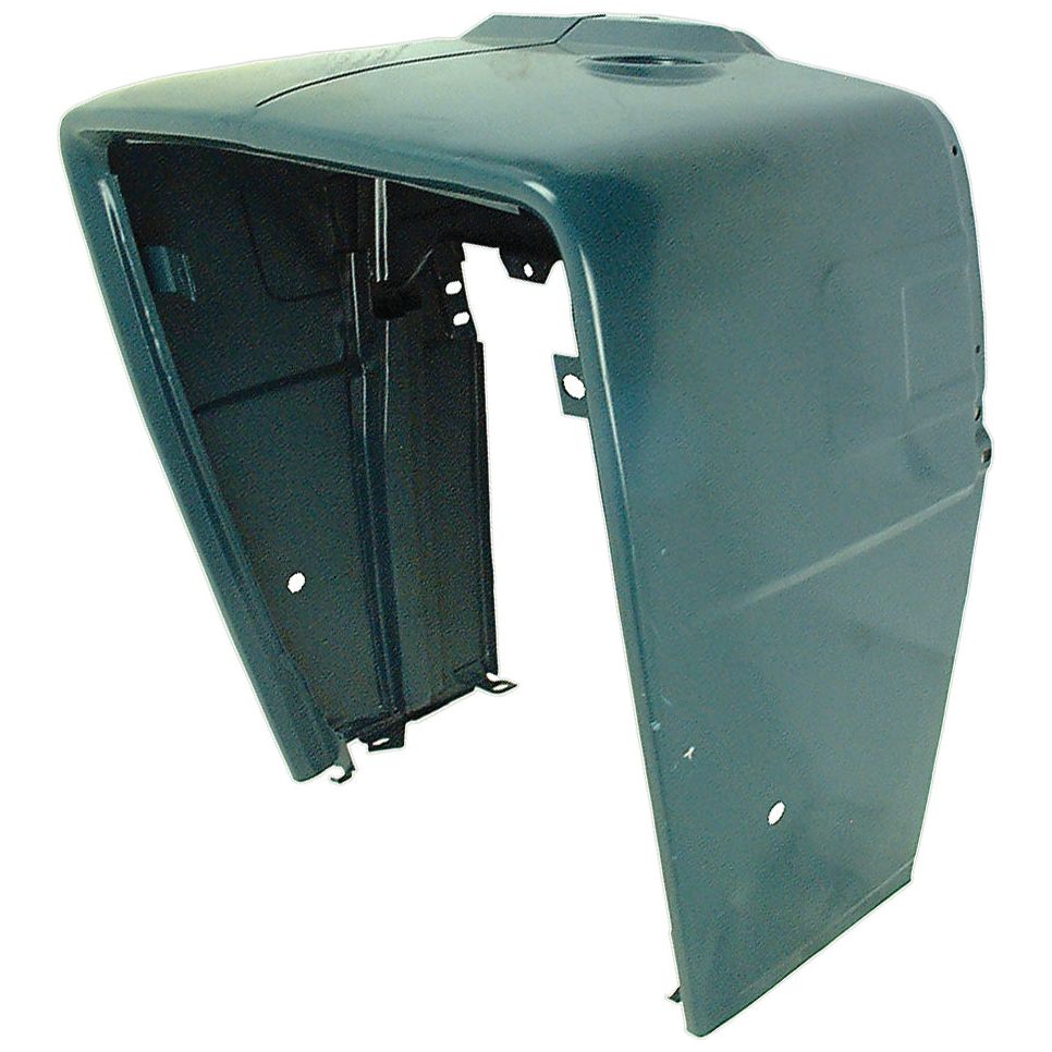 The Sparex Nose Cone (Sparex Part No. S.60756) is a dark green metal panel, potentially serving as a cover or housing component for machinery, characterized by its angular design and multiple mounting holes. Delivered primed, it ensures durability and precision, and is specifically compatible with Ford New Holland models.