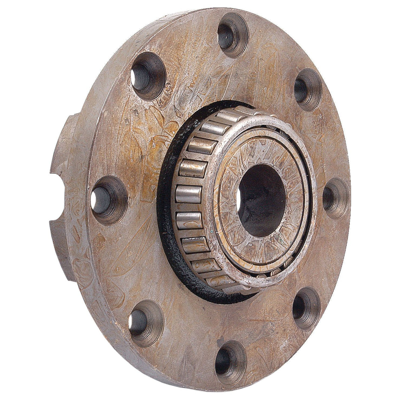 A rusted metal bearing characterized by its round shape, gear-like teeth, and six bolt holes around the perimeter, similar to a component found in the Sparex Differential Housing (Sparex Part No.S.60776).