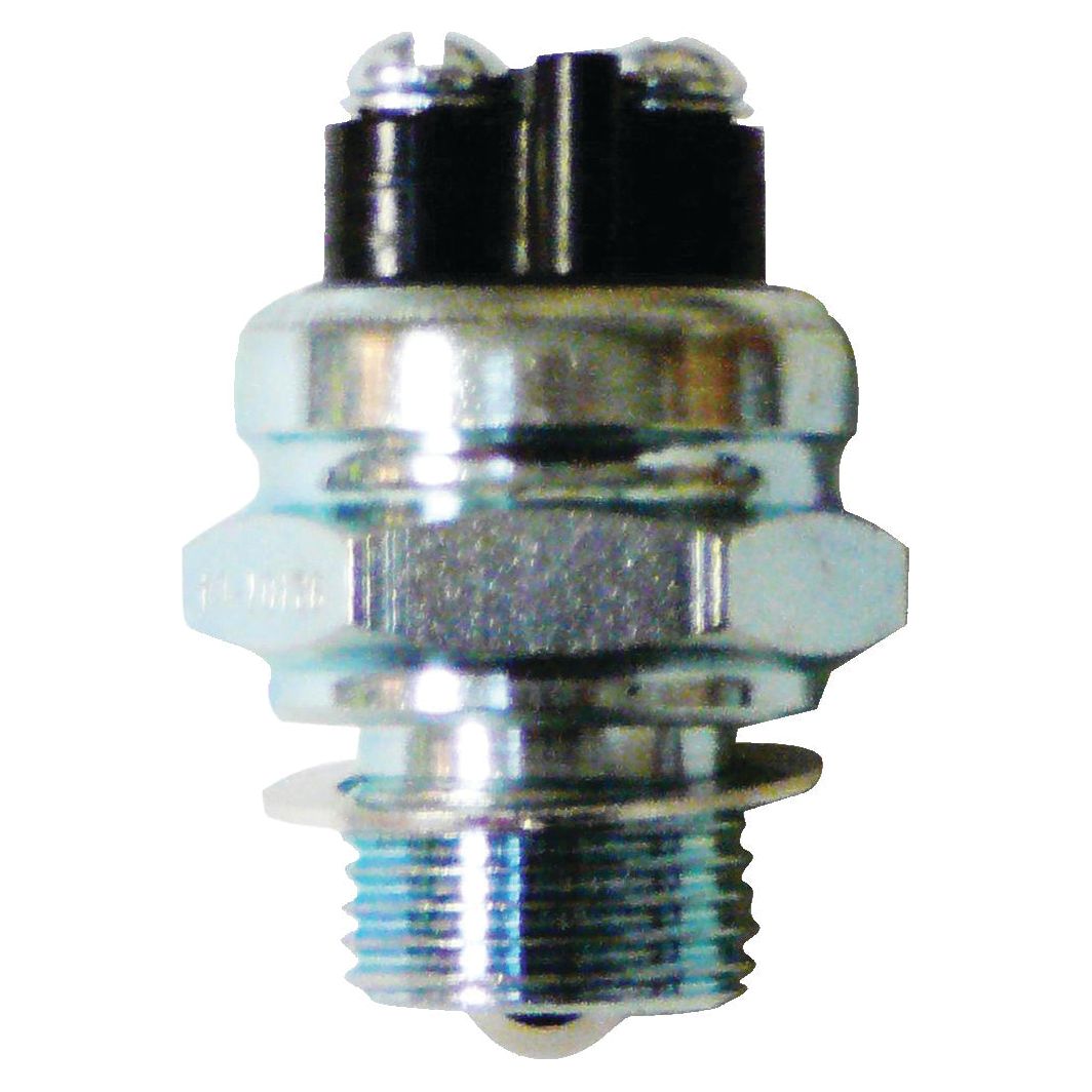 The Sparex Safety Switch (Part No. S.60834) is a metal and plastic automotive oil pressure switch featuring threaded ends and two electrical connectors on top, designed for compatibility with Ford New Holland tractors.