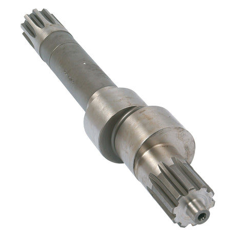 The Hydraulic Pump Shaft, Sparex Part No. S.60951, from the brand Sparex, features a 10-spline design on both ends with a larger central section and is commonly used in machinery such as Massey Ferguson for transmitting mechanical power.