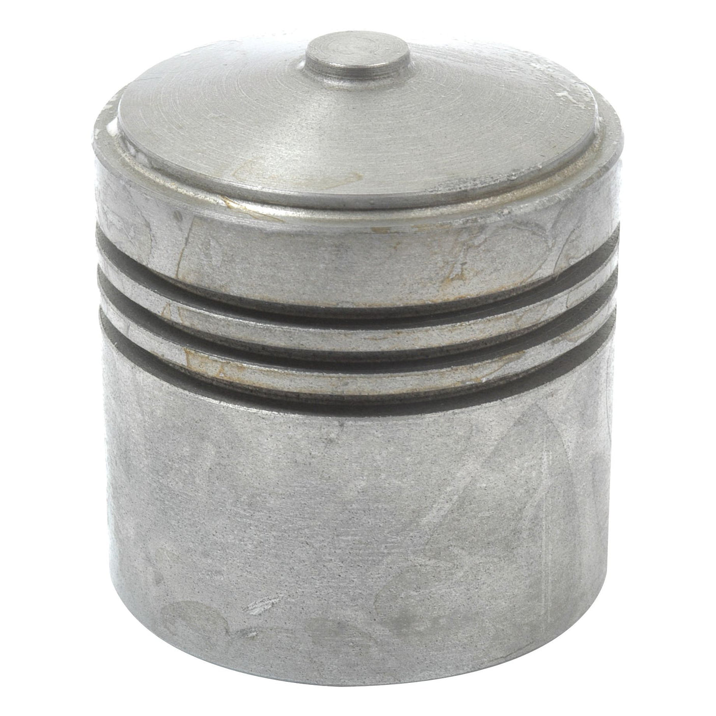 The Hydraulic Cylinder Piston | Sparex Part No. S.61001 is a cylindrical metallic component with a flat top and three horizontal grooves near the top section, designed specifically for Massey Ferguson tractors or as part of a Sparex hydraulic cylinder assembly.