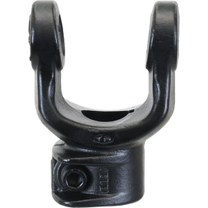 The Sparex PTO Yoke - Interfering Clamp Bolt (Sparex Part No.S.6117), featuring a U-shaped design and specifications of 35 x 106.5mm U/J size, 40mm bore diameter, and 12mm key size, is a black metal component commonly utilized in mechanical and automotive applications per PTO Series requirements.