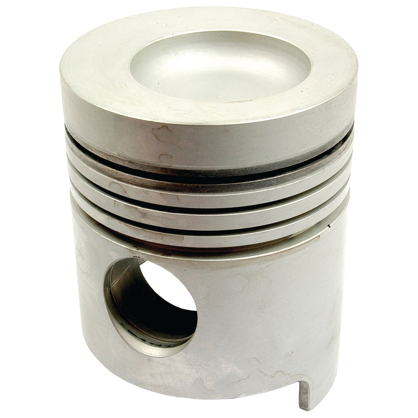 The Sparex Piston (Standard) - S.61307 is a cylindrical metal component with grooves and a hole near the bottom, featuring precise compression height and length, typically used in internal combustion engines.