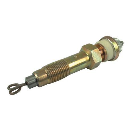 The Glow Plug - S.61336 from Sparex is a metallic automotive glow plug with a threaded body, hex nut, and a coiled heating element at the end, featuring precise thread size and optimal overall length for efficient performance.