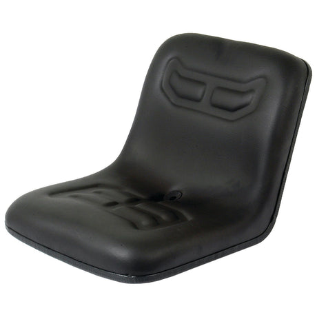 Introducing the Sparex Seat Assembly - S.61419, a black, molded plastic seat from Sparex featuring a slight contour and embossed patterns on the backrest and seat area, completed with a durable Black Vinyl finish.