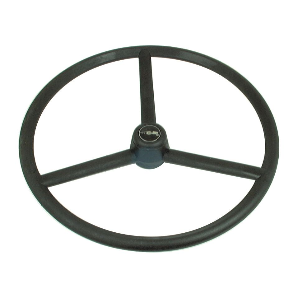 A three-spoke black steering wheel, Sparex Part No. S.61468, with a central hub featuring a Ford New Holland logo, and a 450mm splined design.