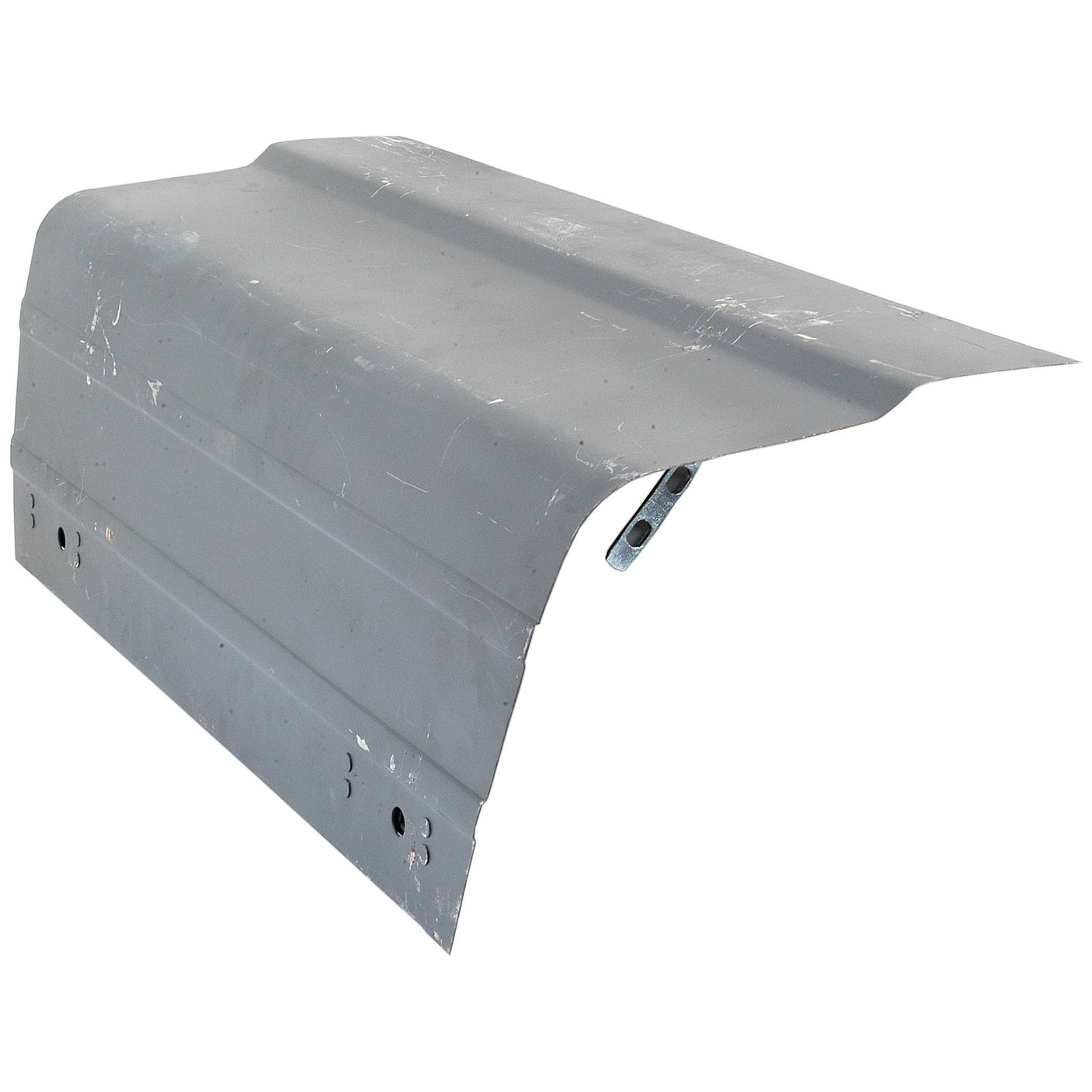 A grey metal fender with visible scratches and mounting holes, ideal for a Ford New Holland tractor. This product is compatible with Sparex parts and can seamlessly replace the Bonnet - RH (Sparex Part No.S.61484) section if needed.