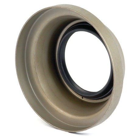 Close-up of a metallic mechanical part with a central black ring, resembling the Sparex Rear Axle Seal (Part No. S.61512), isolated on a white background.