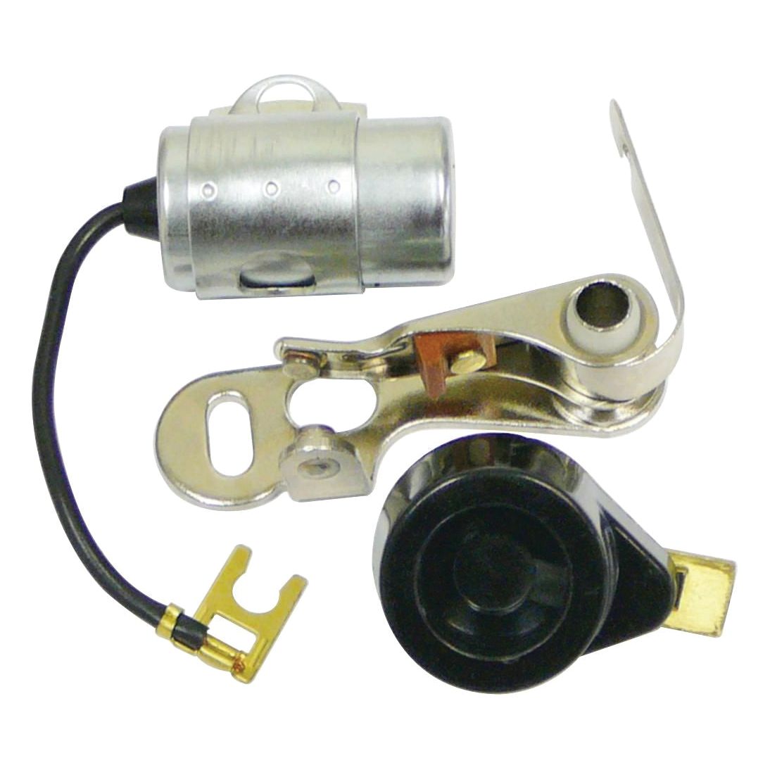 A metallic ignition condenser and contact points set for a vehicle, complete with a durable rotor arm: Ignition Kit (Delco Distributor) | Sparex Part No.S.61558 by Sparex.