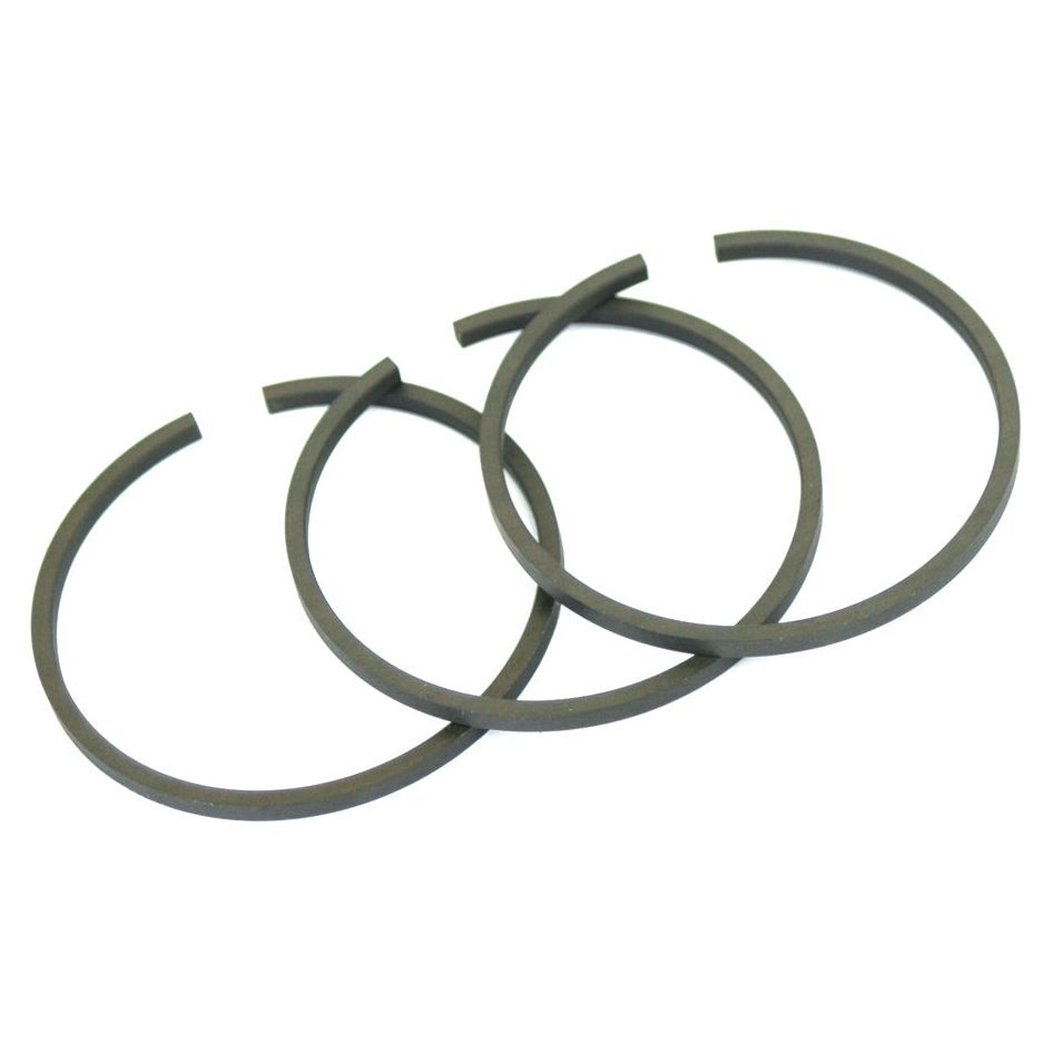 Three dark gray piston rings are displayed against a white background. The rings, part of the Piston Ring Set by Sparex (Part No.S.61589), are arranged in a slightly overlapping manner.