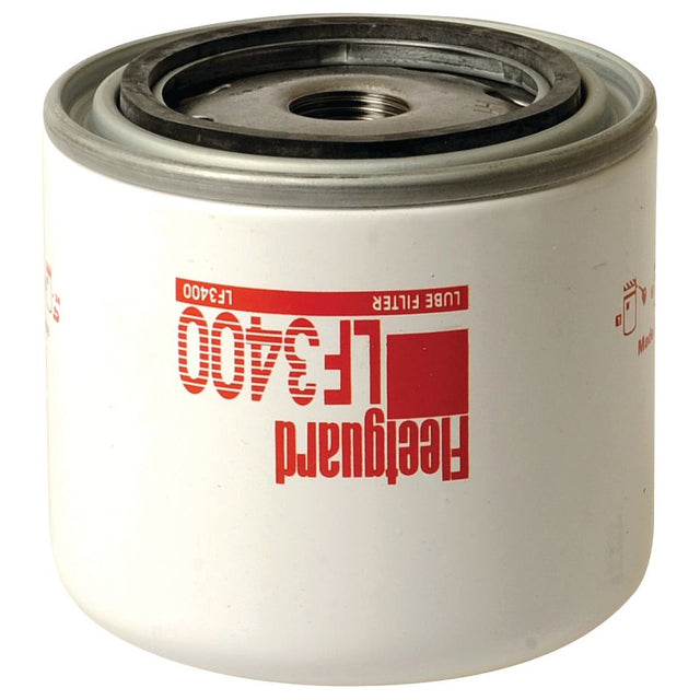 A cylindrical white oil filter, the Sparex Oil Filter - Spin On - LF3400 (Sparex Part Number: S.61805), is clearly marked with the model number LF 3400 printed in red text. Ideal for use in a Case IH tractor.