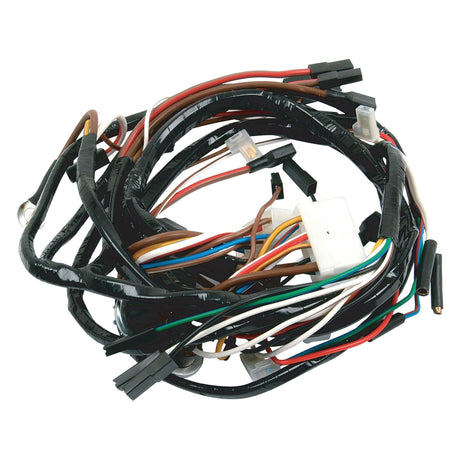 A Sparex Wiring Harness (Sparex Part No.S.61981), designed specifically for US-built tractors, consisting of various electrical wires and connectors partially wrapped in black tape, placed on a white background.