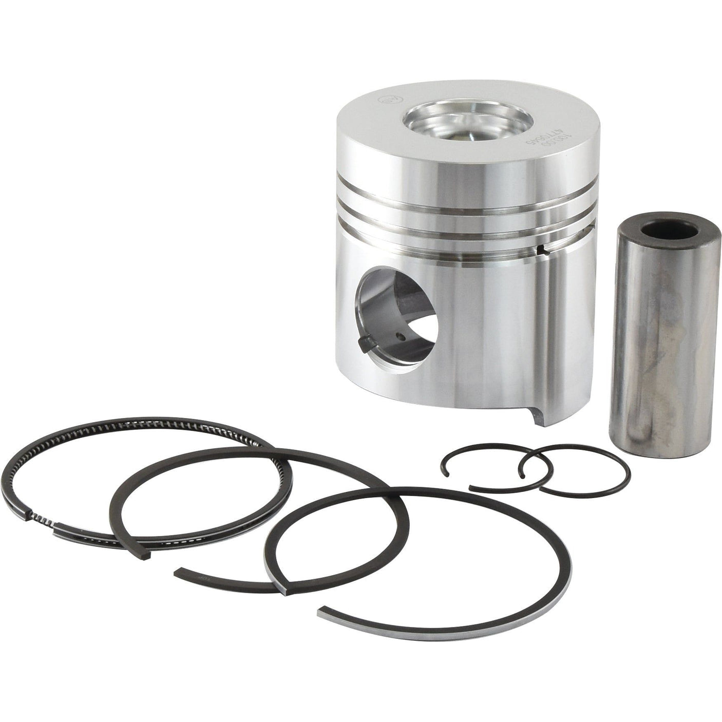 The Sparex Piston & Ring Set (Part No.S.62022) features a silver engine piston with three rings arranged in front to highlight its precise compression height, complemented by a cylindrical pin and two small ring clips.