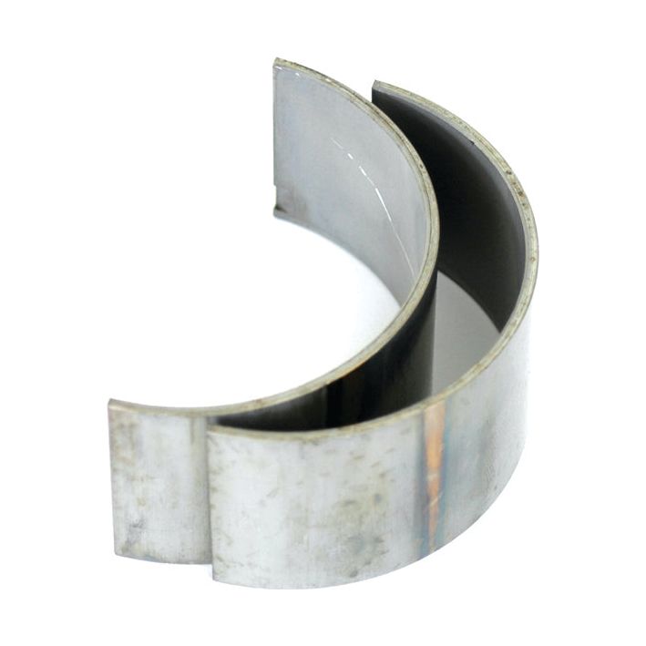 The Sparex Conrod Bearing +0.010'' (0.25mm) Pair, Part No.S.62046, consists of two metallic half-circle bearing shells displayed side by side, used in mechanical assemblies such as engines or machinery. These bearings are ideal for Fiat tractors and compatible with various industrial applications.