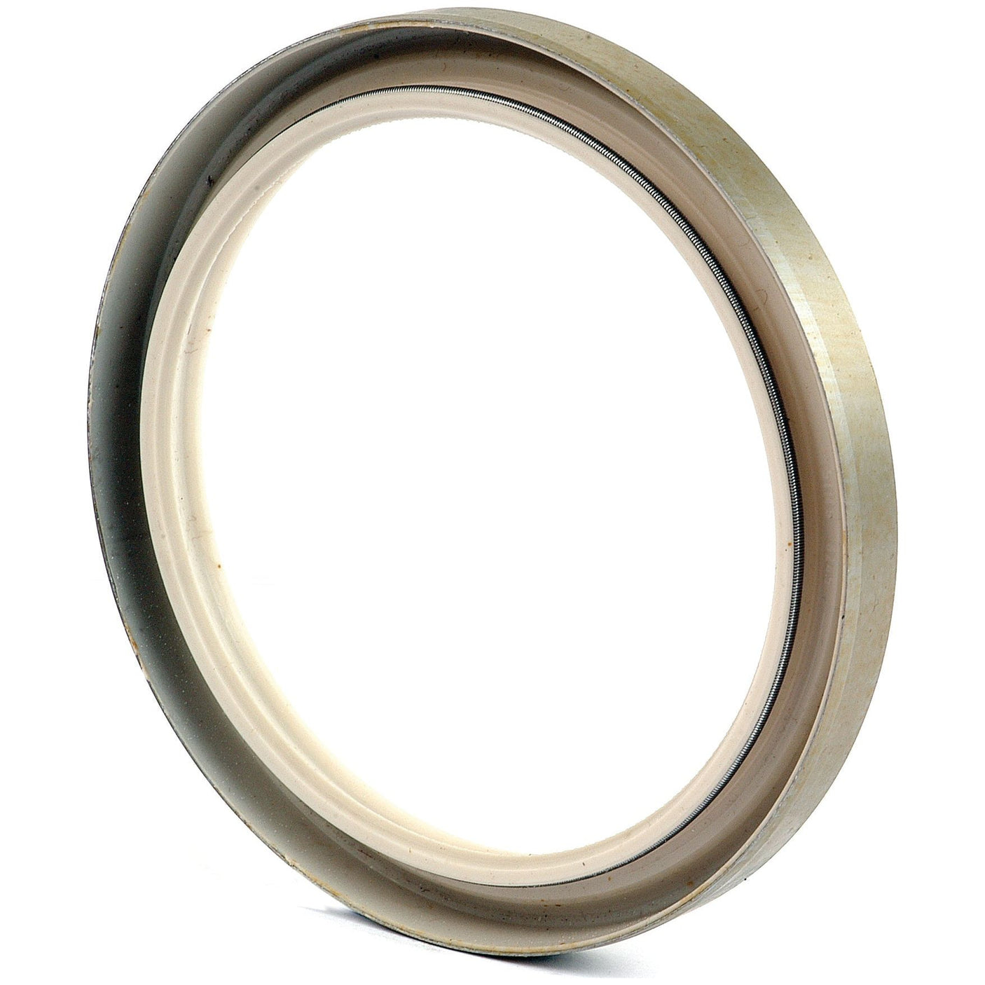 A close-up image of a circular metal oil seal with an inner rubber ring, specifically designed as a Rear Crankshaft Seal for the Allis Chalmers 5045, labeled as Oil Seal 110 x 135 x 13mm, Sparex Part No. S.62070 by Sparex.