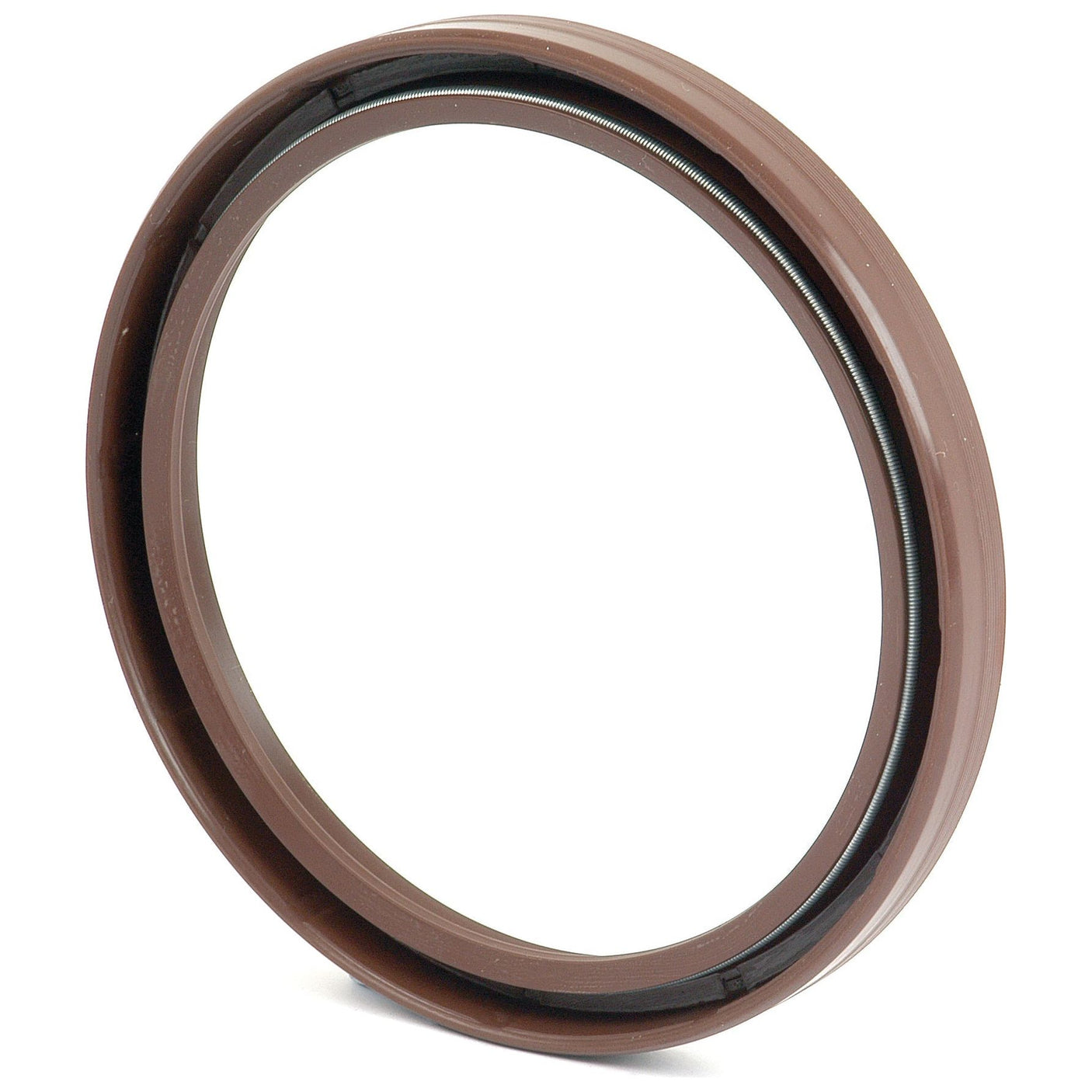 The Sparex Oil Seal 135 x 114 x 12mm (Sparex Part No. S.62073) is a circular brown rubber seal with a black inner ring, commonly utilized in Fiat or Case IH machinery as a rear crankshaft seal to prevent fluid leakage.