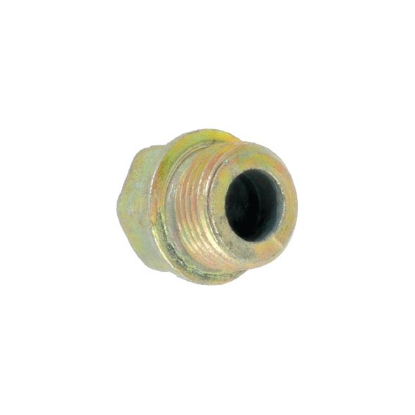 A metallic hexagon nut with internal threading and a hollow center, suitable for Long Tractor machinery, featured against a white background. This is the Sparex Sump Plug, part number S.62120.