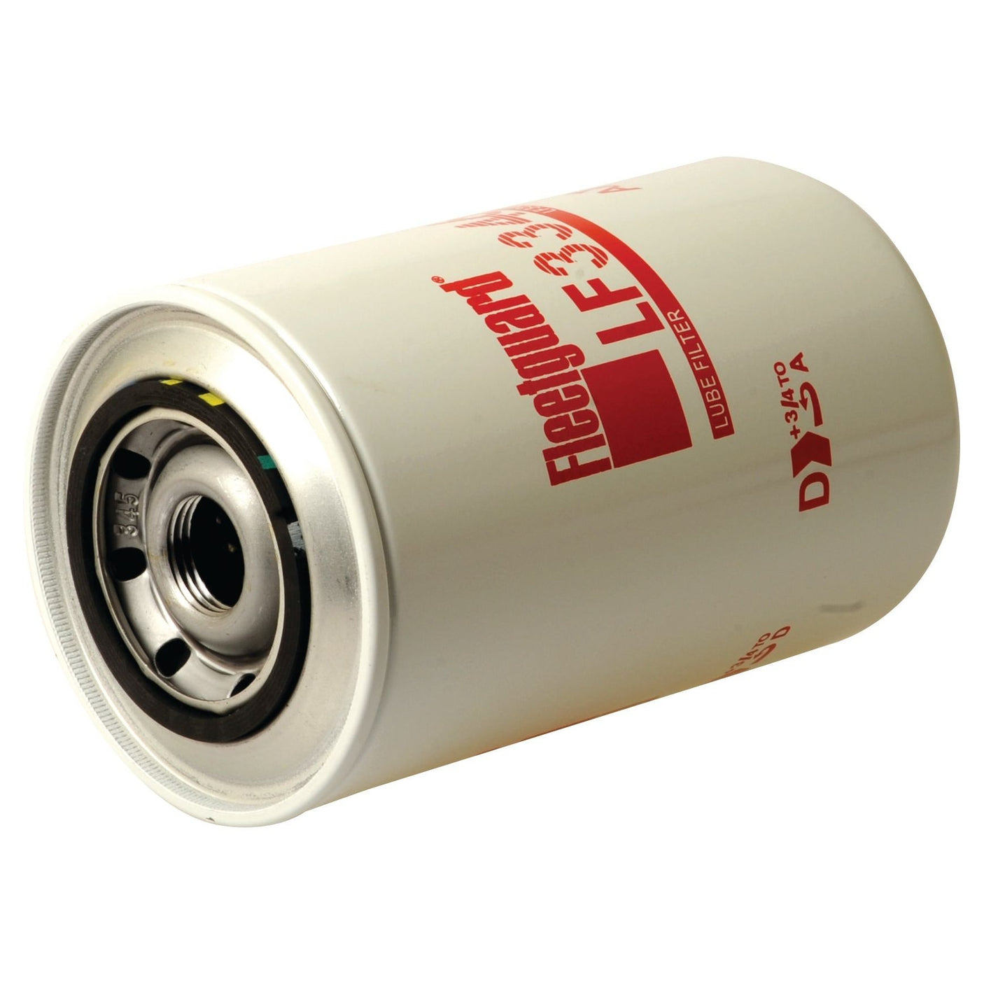 Close-up image of the Sparex Oil Filter - Spin On - LF3346 (Sparex Part No. S.62137), featuring a white cylindrical body with red text and metal detailing on one end.