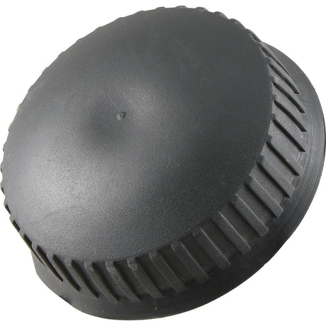 A black, round plastic object with a ridged edge, resembling the Sparex Fuel Cap - S.62149.