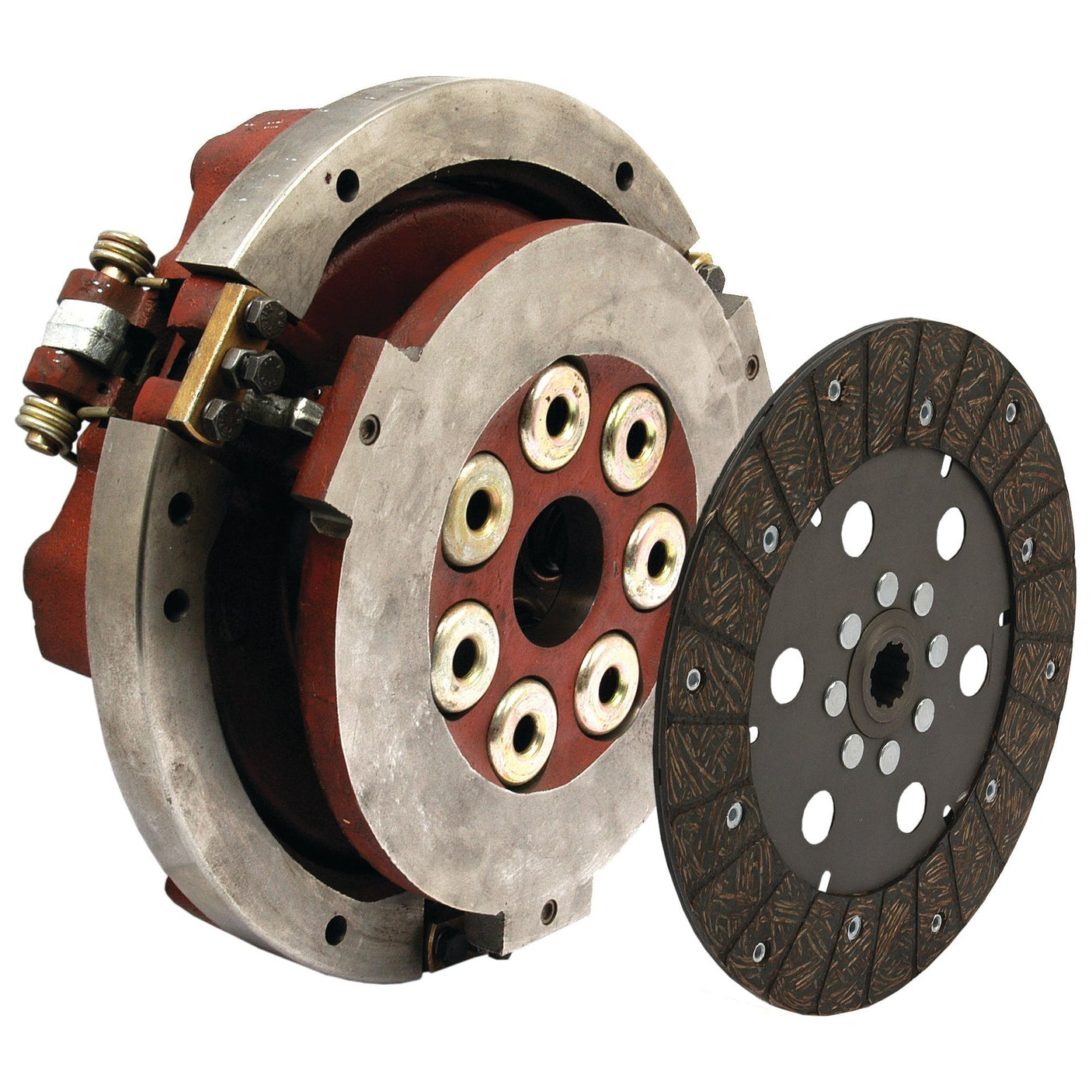 A disassembled view of a mechanical clutch system, showcasing the Clutch Cover Assembly - S.62168 from Sparex, including the 255mm cover, clutch disc, and pressure plate with visible springs and mounting holes.