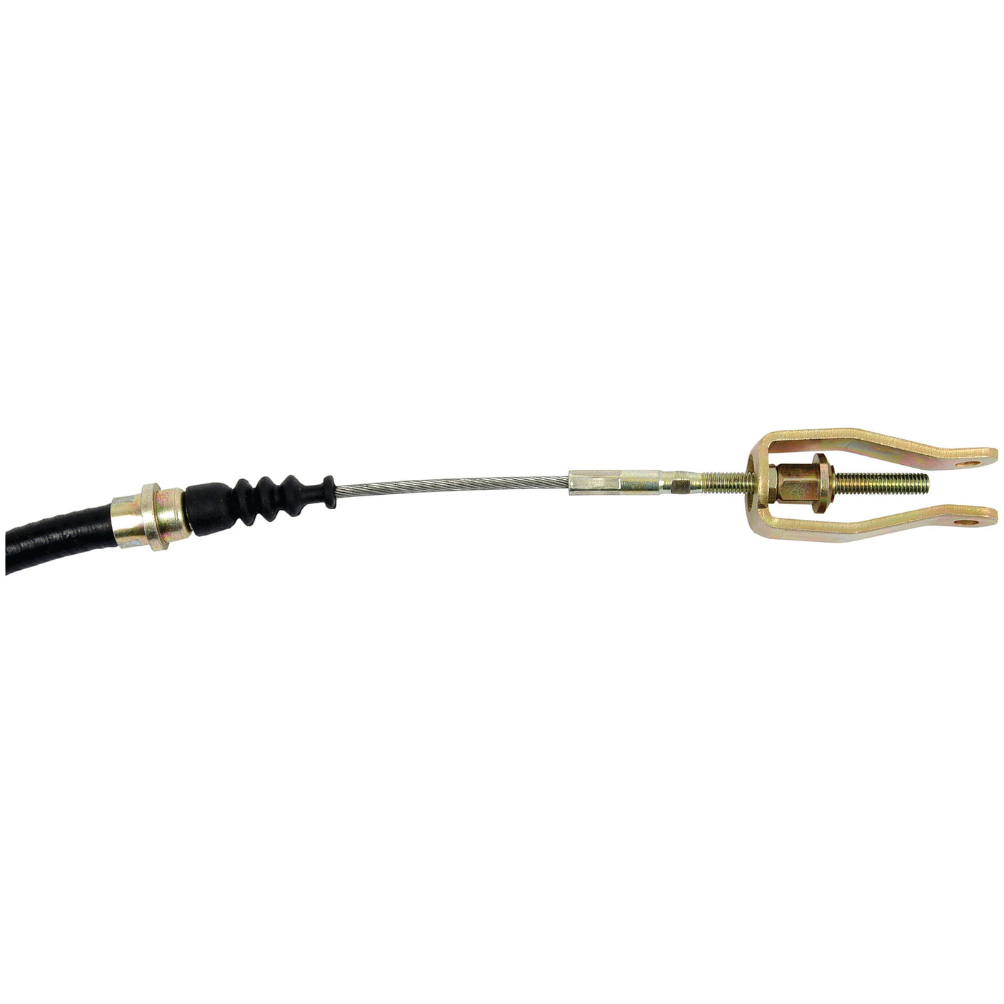 The Sparex Clutch Cable (Part No. S.62195) measures 432mm in length with an outer cable length of 280mm and features a threaded rod and U-shaped clamp at the end, designed for precise mechanical connections on vehicles like the Fiat 580.