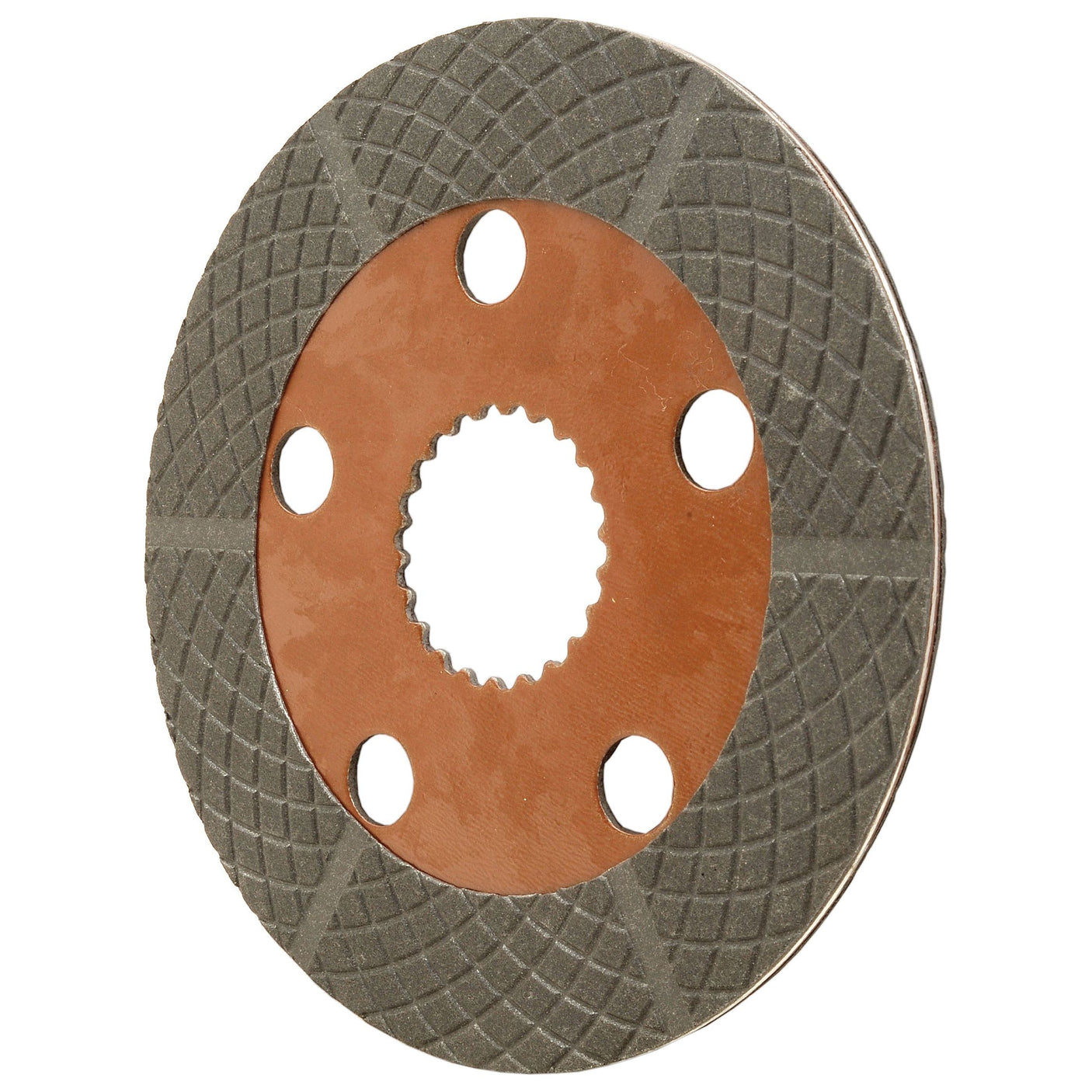 The Brake Friction Disc, OD 165mm - S.62206 by Sparex, is a circular disc with a textured surface featuring five holes surrounding a central gear-like opening, and is lined with durable paper material.