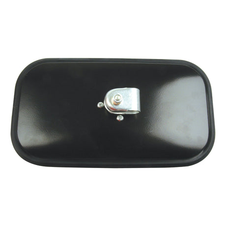 The Sparex Mirror Head - Rectangular, Convex, 240 x 130mm, RH & LH - S.6221 is a rectangular black rearview mirror that features a convex mirror and includes a sturdy center clamp for secure attachment.