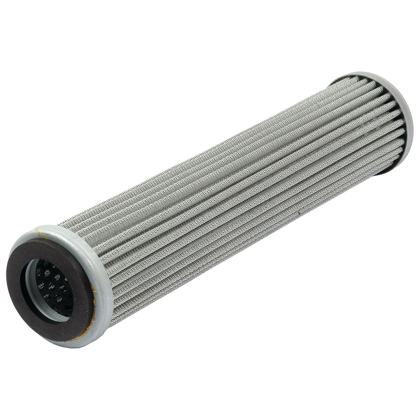 A hydraulic filter element with a cylindrical, metal-mesh body featuring a pleated design and rubber-capped ends, compatible with Allis Chalmers, is available from the brand Sparex under the part number S.62224.