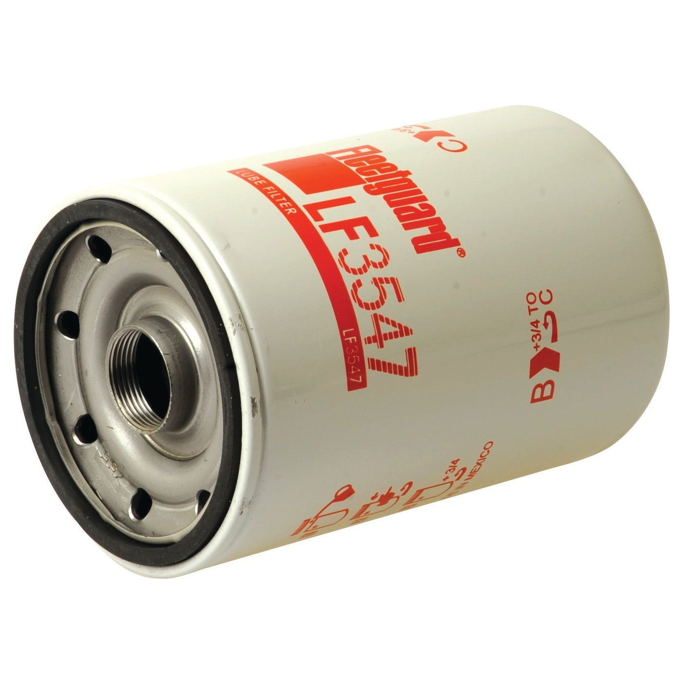 A cylindrical oil filter with the label "Sparex S.62228 LF3547" printed in red on a white background. Designed for Fiat Ford New Holland, the hydraulic filter features a threaded hole in the center for attachment.