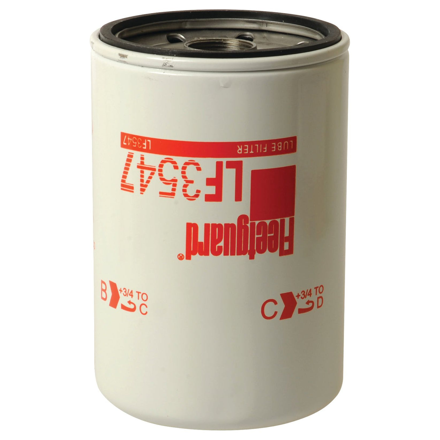 White cylindrical hydraulic filter with the text "LF3547" and "Sparex" written in red, alongside other specifications. Ideal for Fiat Ford New Holland equipment.