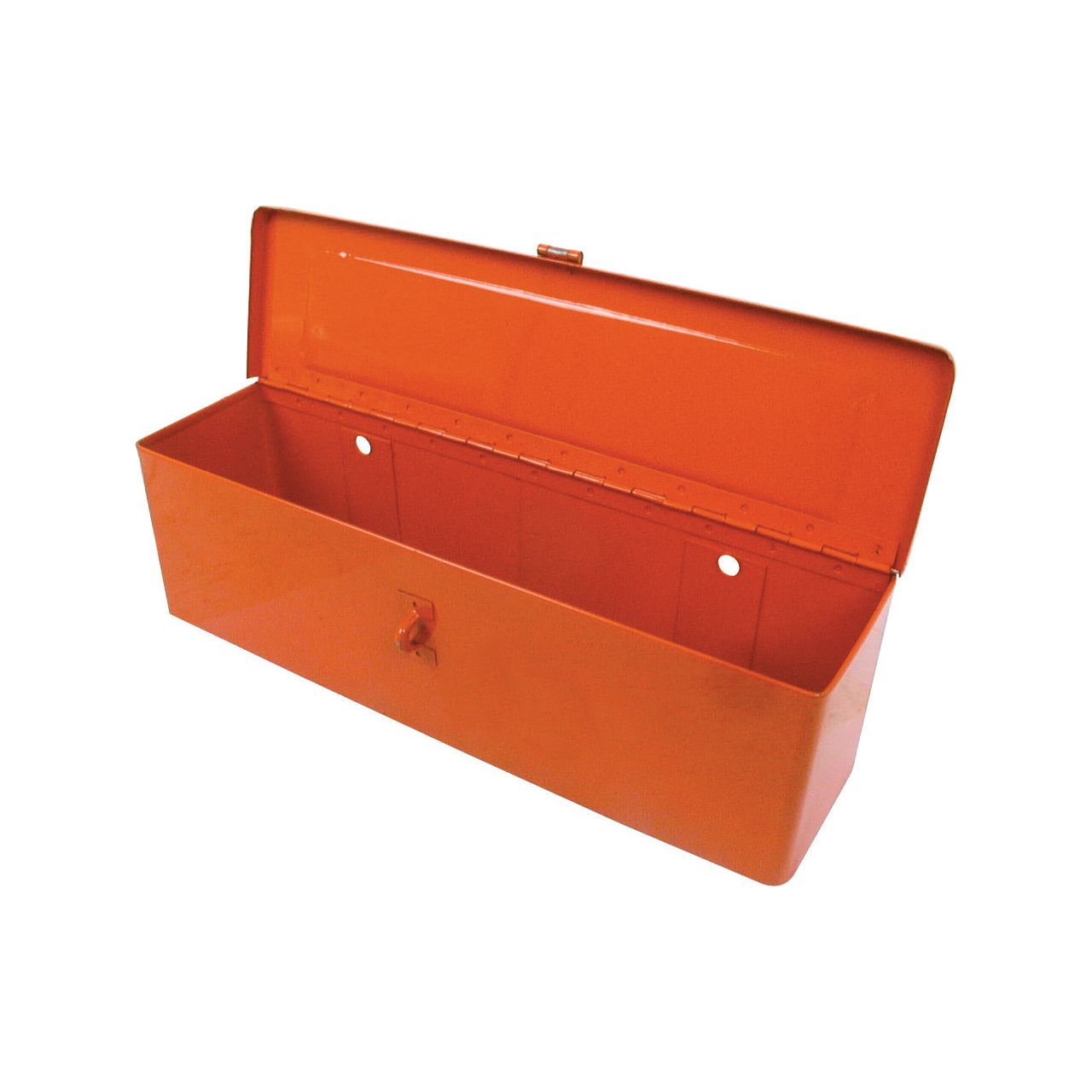 A rectangular orange Tool Box (Sparex Part No.S.62246) from the Sparex brand with its lid open, revealing an empty interior and a small latch on the front.