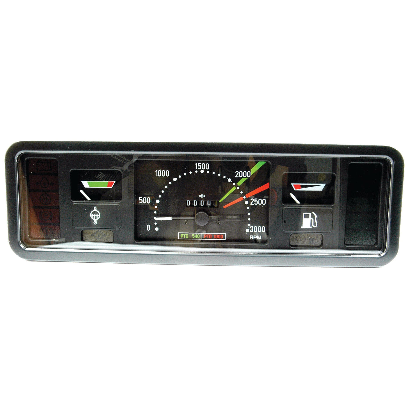 The Instrument Panel, Sparex Part No.S.62258 by Sparex, features a dashboard gauge cluster with a speedometer showing 0 RPM in the center, a fuel gauge on the right, and a temperature gauge on the left. The speedometer has markings up to 3000 RPM, and you can trust its precision just like other high-quality Sparex parts.