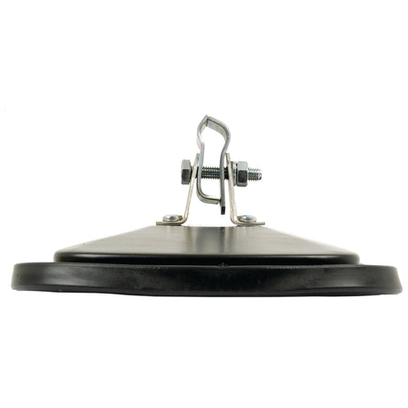 A black and silver metal clamp, likely a Sparex Mirror Head clamp, attached to a flat, round base with what appears to be a Sparex convex mirror viewed from the side.